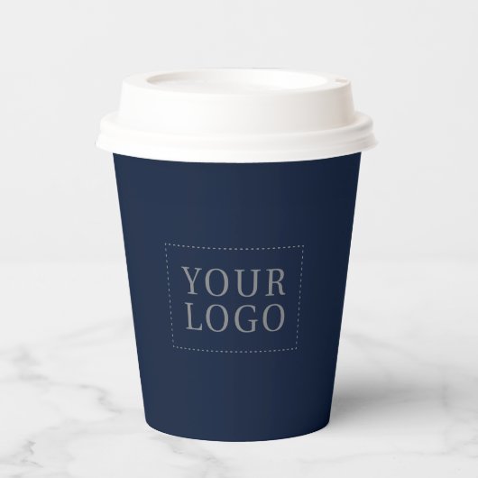 Benutzerdefiniertes Navy Blue Minimal Business Log Pappbecher (Vorderseite)