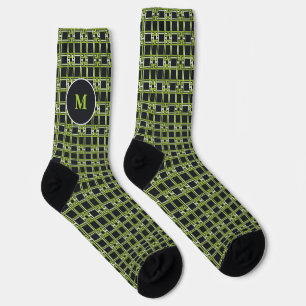 Benutzerdefiniertes Neon-Grün-Griechisches-Schlüss Socken