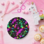 Benutzerdefiniertes Neon Paint Spritzer Muster Pappteller (Party)