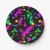 Benutzerdefiniertes Neon Paint Spritzer Muster Pappteller (Vorderseite)