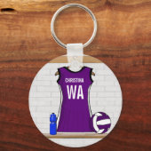 Benutzerdefiniertes Netball Uniform Lila Black Schlüsselanhänger (Vorderseite)