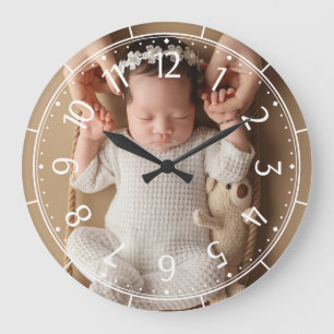 Benutzerdefiniertes neugeborenes Baby-Foto moderne Große Wanduhr