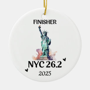 Benutzerdefiniertes New York 2025 Marathon-Abzeich Keramik Ornament