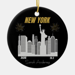 Benutzerdefiniertes New York 2025 Marathonläufer-G Keramik Ornament