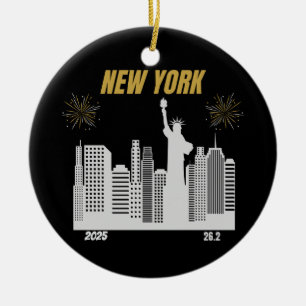 Benutzerdefiniertes New York 2025 Marathonläufer-G Keramik Ornament