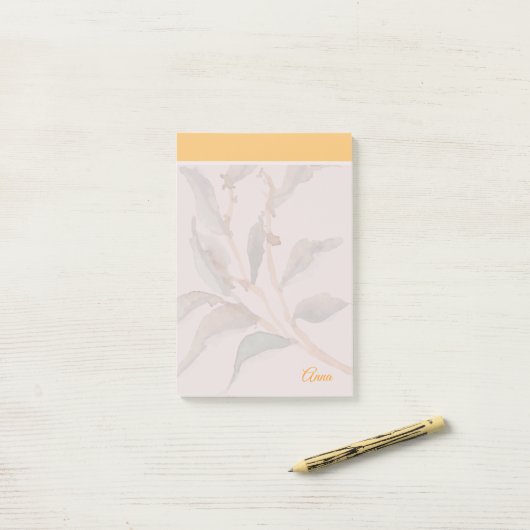 Benutzerdefiniertes Niedliches gelbes Skript mit e Post-it Klebezettel (Auf Schreibtisch)