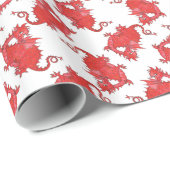 Benutzerdefiniertes Niedliches Rotdragopapier Geschenkpapier (Rolleneckpunkt)