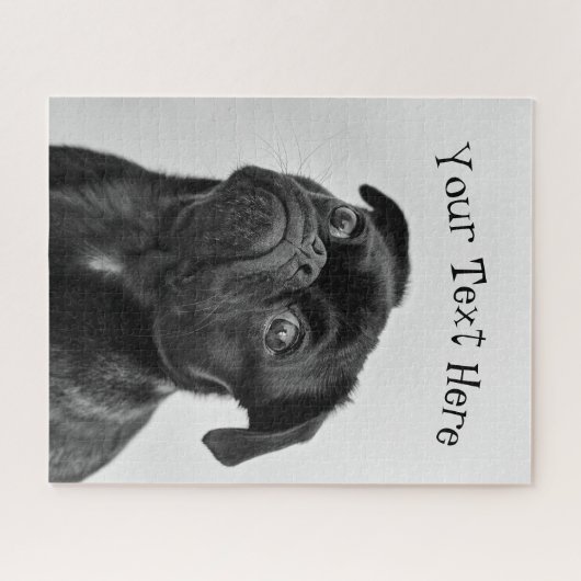 Benutzerdefiniertes Niedliches Schwarz-weißes Mops Puzzle (Horizontal)