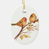 Benutzerdefiniertes Niedliches Sparrow-Vogelpaar Keramikornament (Hinten)