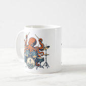 Benutzerdefiniertes Octopus-Drummer-Design Kaffeetasse (Vorderseite Links)