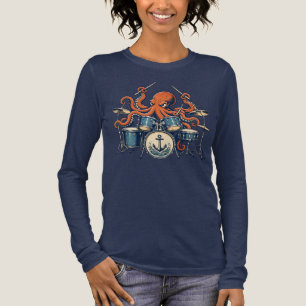 Benutzerdefiniertes Octopus-Drummer-Design Tri-Blend Shirt