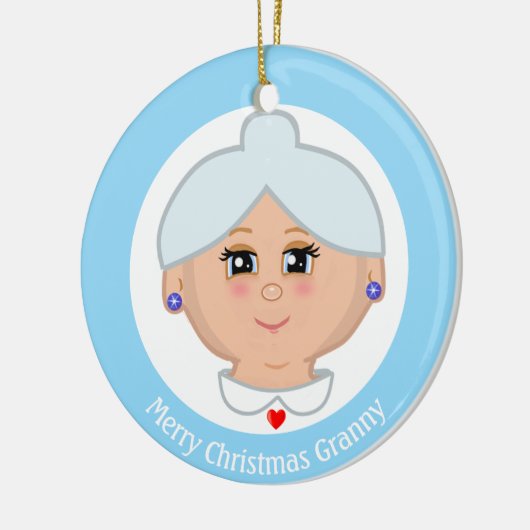 Benutzerdefiniertes Oma-Foto für Light Blue & Whit Keramik Ornament (Links)