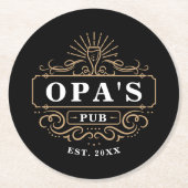 Benutzerdefiniertes OPA's Pub Zuhause Bar Year eta Runder Pappuntersetzer (Vorderseite)