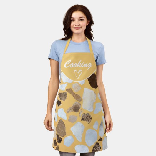 Benutzerdefiniertes Orange Brown Terrazzo Muster Schürze (Getragen)