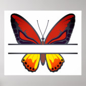 Benutzerdefiniertes Orange Butterfly Split Monogra Poster (Vorne)