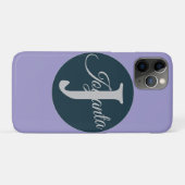 Benutzerdefiniertes orange grau blau Monogramm Ele Case-Mate iPhone Hülle (Rückseite (Horizontal))