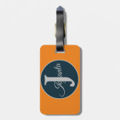 Benutzerdefiniertes orange grau blau Monogramm Ele Gepäckanhänger (Rückseite vertikal)