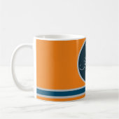 Benutzerdefiniertes orange grau blau Monogramm Ele Kaffeetasse (Links)