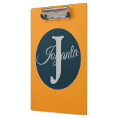 Benutzerdefiniertes orange grau blau Monogramm Ele Klemmbrett (Links)