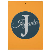 Benutzerdefiniertes orange grau blau Monogramm Ele Klemmbrett (Rückseite)