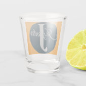 Benutzerdefiniertes orange grau blau Monogramm Ele Schnapsglas (Rückseite)