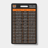 Benutzerdefiniertes Orange Player Team Roster Card Ausweis (Back)