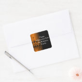 Benutzerdefiniertes Orange/Schwarz Kronier Hallowe Quadratischer Aufkleber (Umschlag)