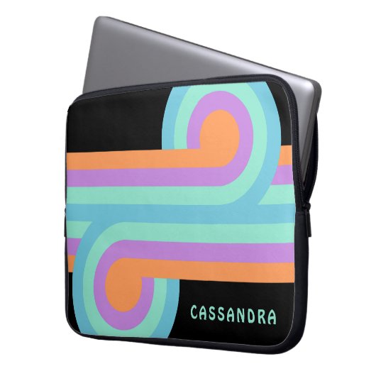 Benutzerdefiniertes Orange Türkis Lila Retro-Muste Laptopschutzhülle (Vorderseite Links)