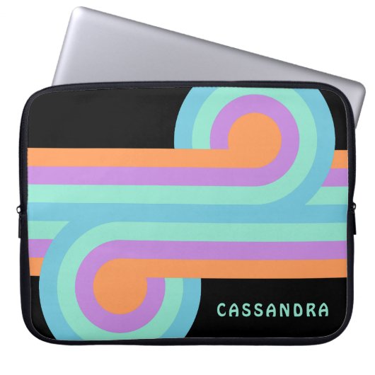 Benutzerdefiniertes Orange Türkis Lila Retro-Muste Laptopschutzhülle (Vorderseite)