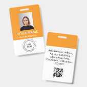 Benutzerdefiniertes orangefarbenes Mitarbeiter-Abz Ausweis (Vorder- & Rückseite)