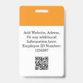 Benutzerdefiniertes orangefarbenes Mitarbeiter-Abz Ausweis (Rückseite)