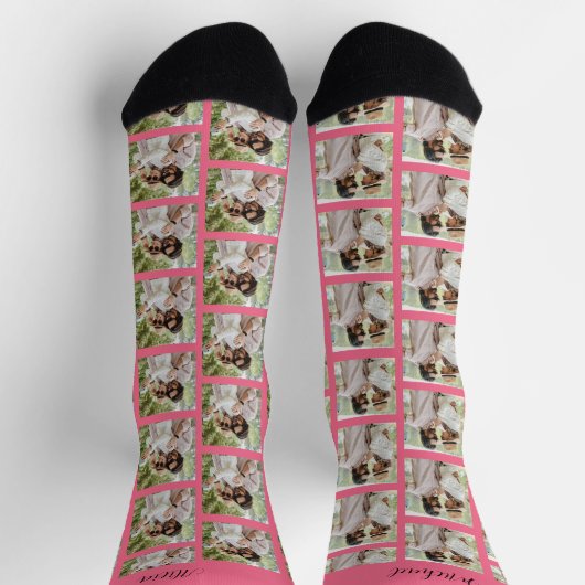 Benutzerdefiniertes Paar 2 Fotos und Namen Socken (Oben)