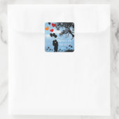 Benutzerdefiniertes Paar in Liebe Silhouette und B Quadratischer Aufkleber (Tasche)