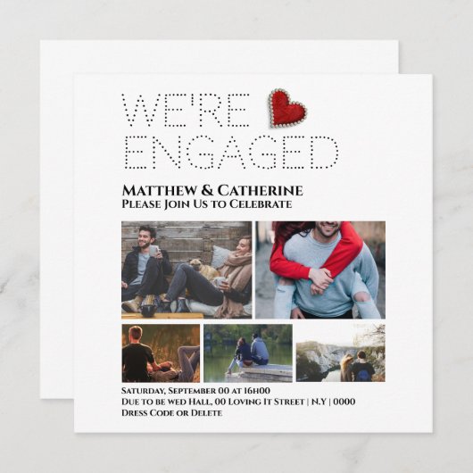 Benutzerdefiniertes Paar Verlobung Foto Collage He (Vorne/Hinten)