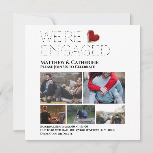 Benutzerdefiniertes Paar Verlobung Foto Collage He (Vorderseite)