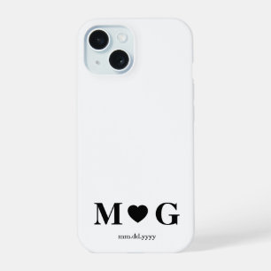Benutzerdefiniertes Paarmarken-Herzmonogramm iPhone 15 Hülle