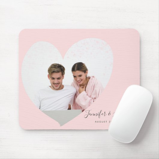 Benutzerdefiniertes paartes Foto Herzwellrosa Mousepad (Mit Mouse)