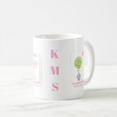 Benutzerdefiniertes Palm Beach Mahjong Monogramm Kaffeetasse (VorderseiteRechts)