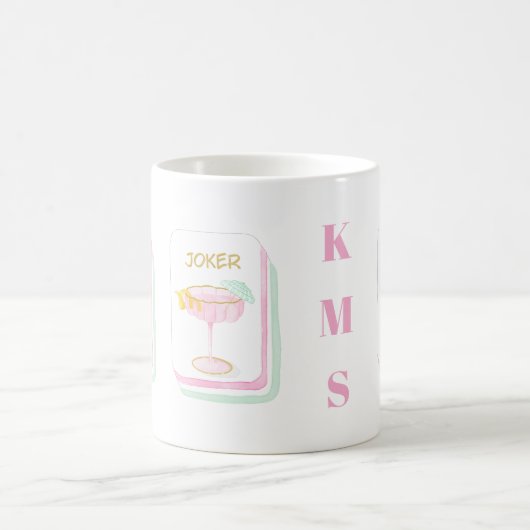Benutzerdefiniertes Palm Beach Mahjong Monogramm Kaffeetasse (Mittel)