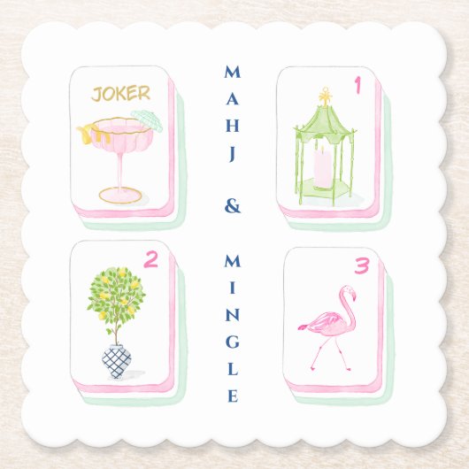 Benutzerdefiniertes Palm Beach Mahjong Untersetzer (Vorderseite)