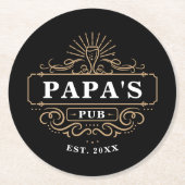 Benutzerdefiniertes Papa's Pub Zuhause Bar Year et Runder Pappuntersetzer (Vorderseite)