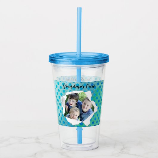 Benutzerdefiniertes Paper Hole Foto Blue DotsTempl Acryltrinkbecher (Vorderseite)