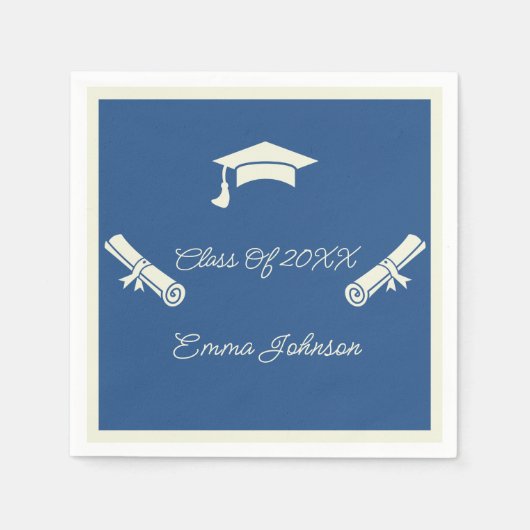 Benutzerdefiniertes Papier in Beige und Blauer Abs Serviette (Vorderseite)