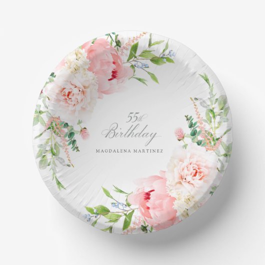 Benutzerdefiniertes Papier mit rosa Pfingstrosen-B Pappteller (Vorderseite)