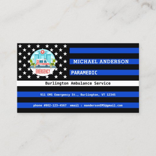 Benutzerdefiniertes paramedic-EMS-Logo für dünne w Visitenkarte (Vorderseite)
