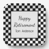 Benutzerdefiniertes Party für die schwarz karierte Pappteller (Vorderseite)