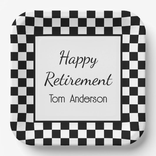 Benutzerdefiniertes Party für die schwarz karierte Pappteller (Vorderseite)