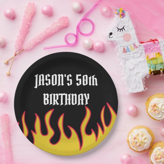 Benutzerdefiniertes Party für Rock- und Roll-Flamm Pappteller (Party)