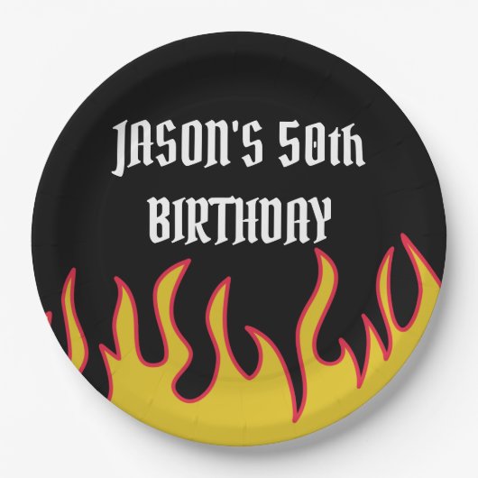 Benutzerdefiniertes Party für Rock- und Roll-Flamm Pappteller (Vorderseite)