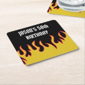 Benutzerdefiniertes Party für Rock- und Roll-Flamm Rechteckiger Pappuntersetzer (angewinkelt)